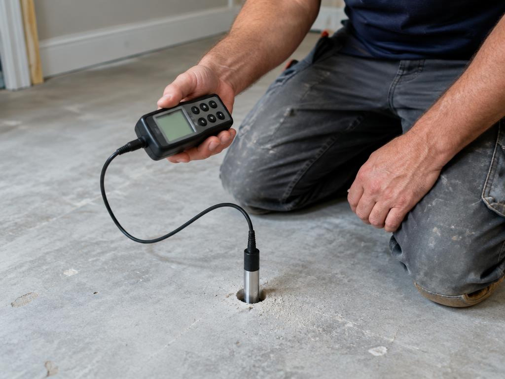 Concrete relative-humidity testing measures moisture conditions inside the slab rather than relying only on its surface appearance.
