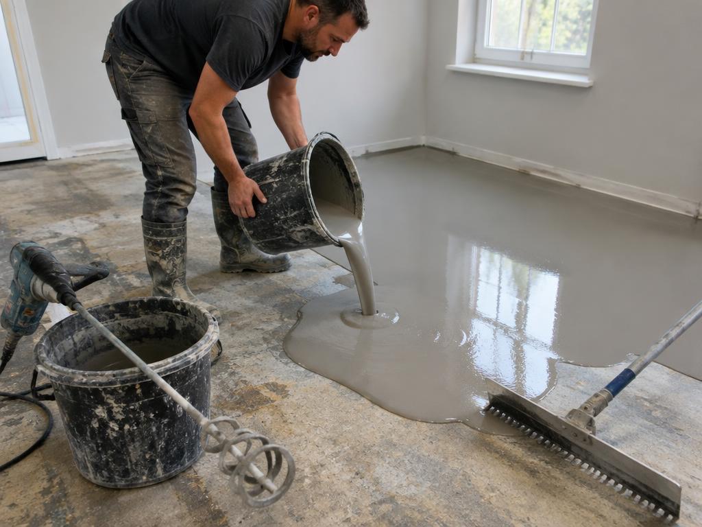 Self-leveling underlayments require correct mixing, suitable primers and controlled application thickness.